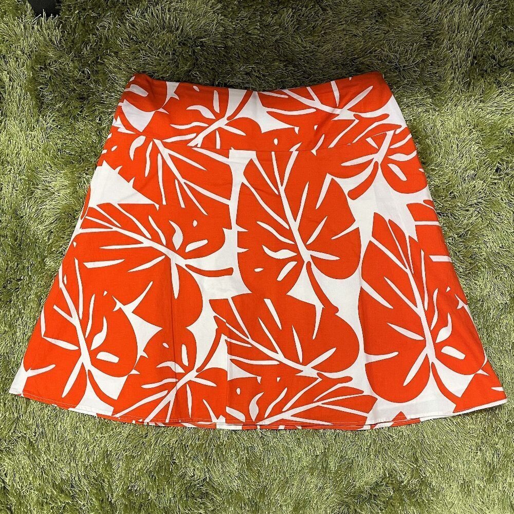 Vintage Orange & White Tropical Mini Skirt - Size L